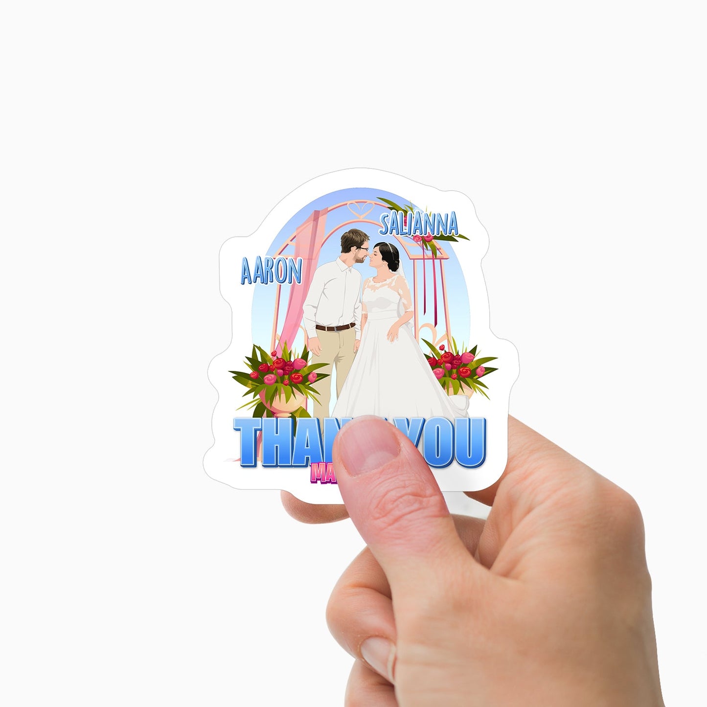 Couples Wedding Thank You Sticker Personalized