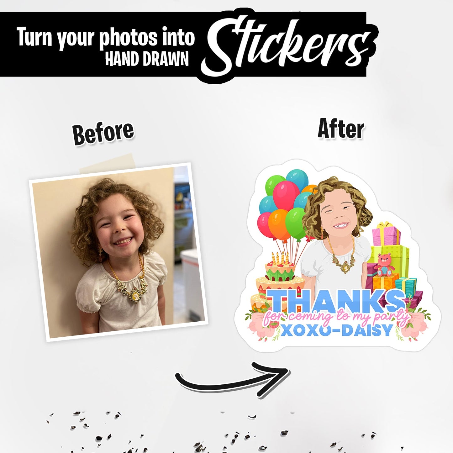 Thanks for Coming to My Party Sticker Personalized