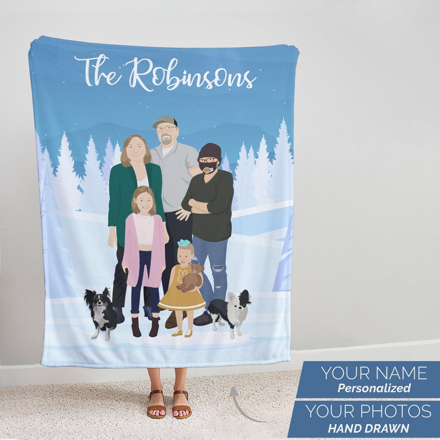 Personalized Family Christmas Blanket with Names