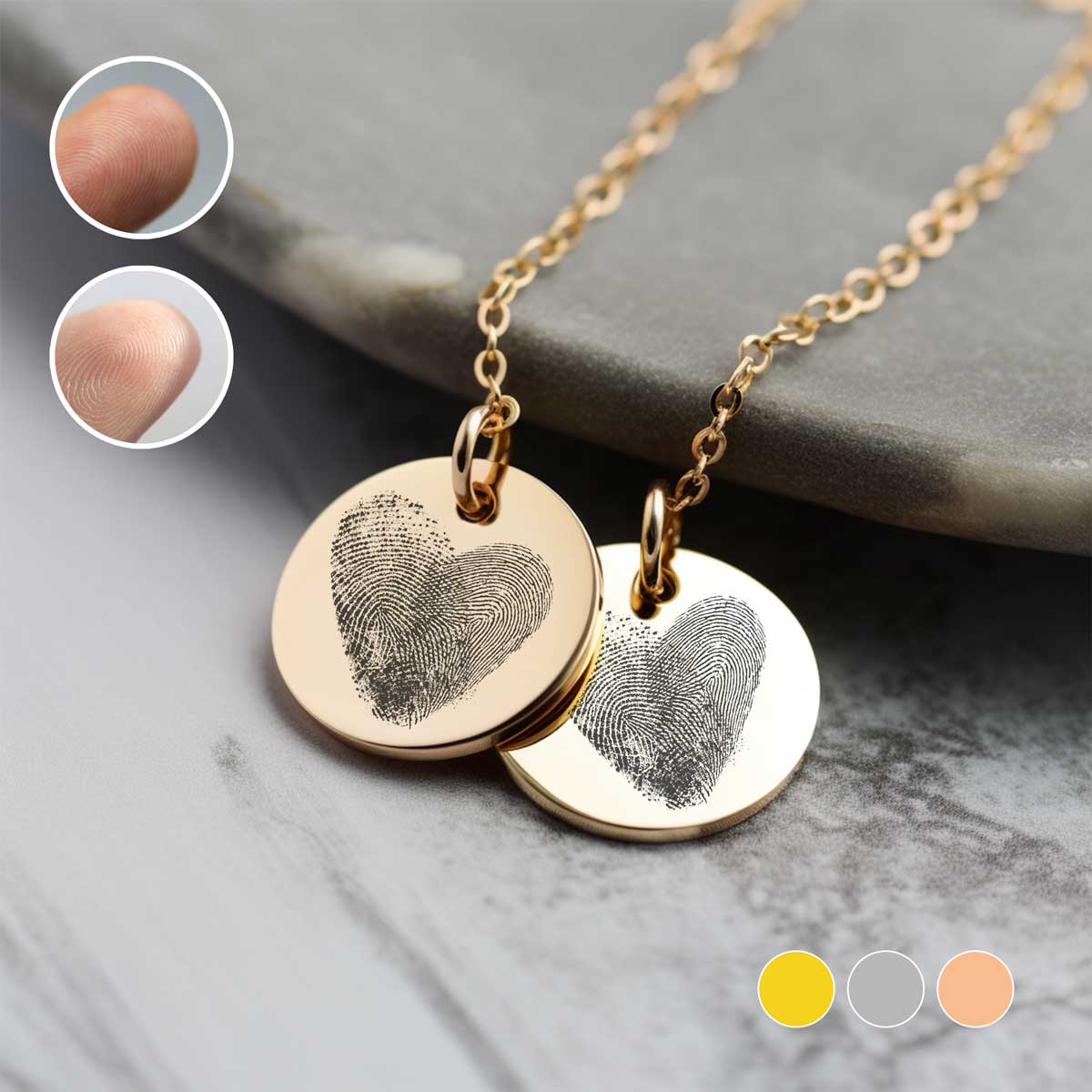 Custom Double Fingerprint Necklace