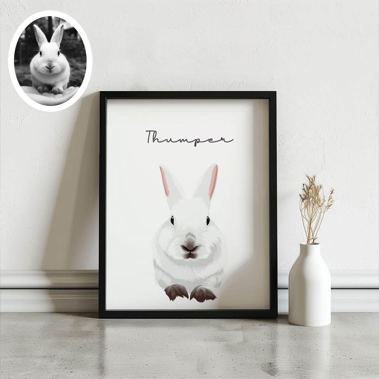 Custom Pet Bunny Rabbit Portrait