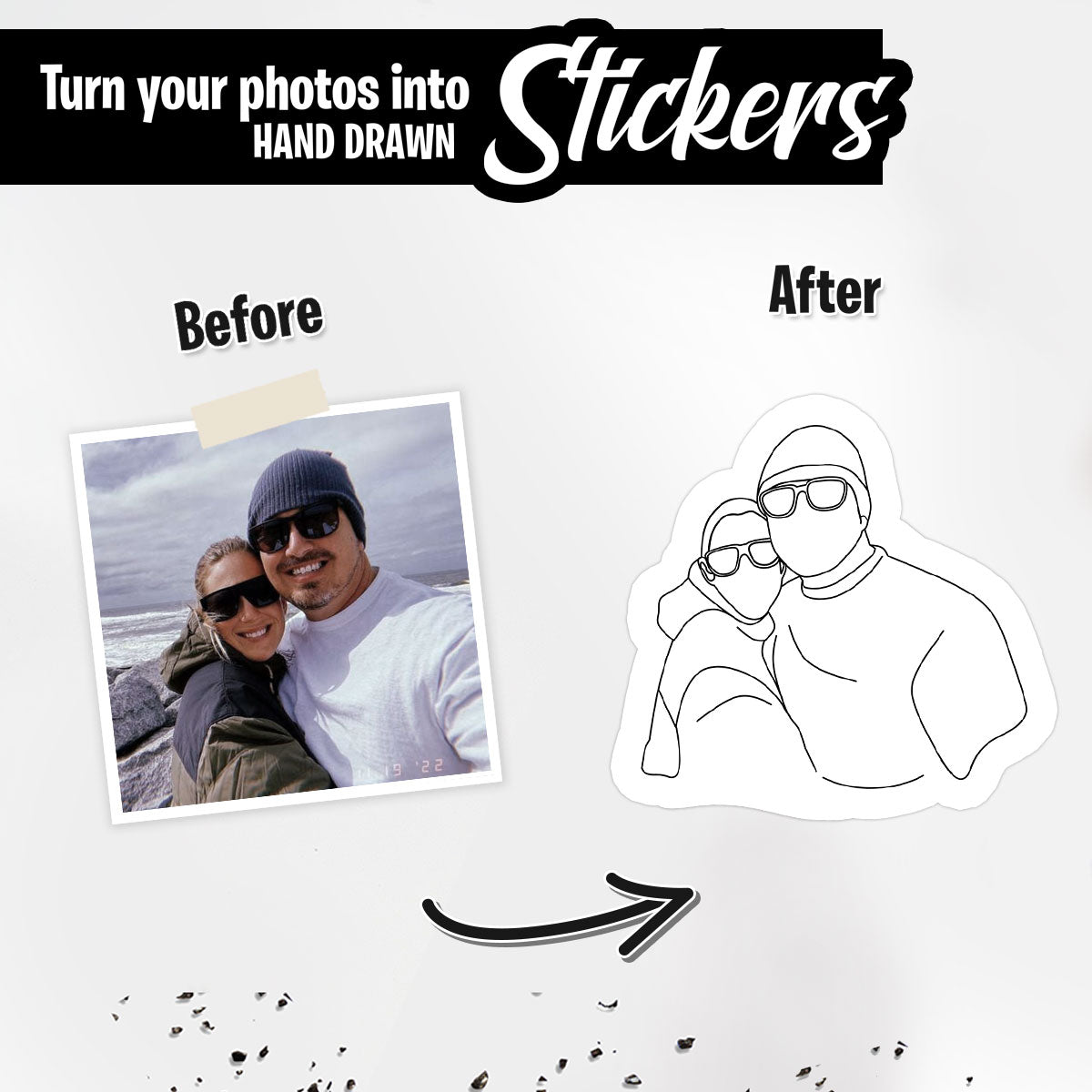 Personalized Couples Line Art Stickers