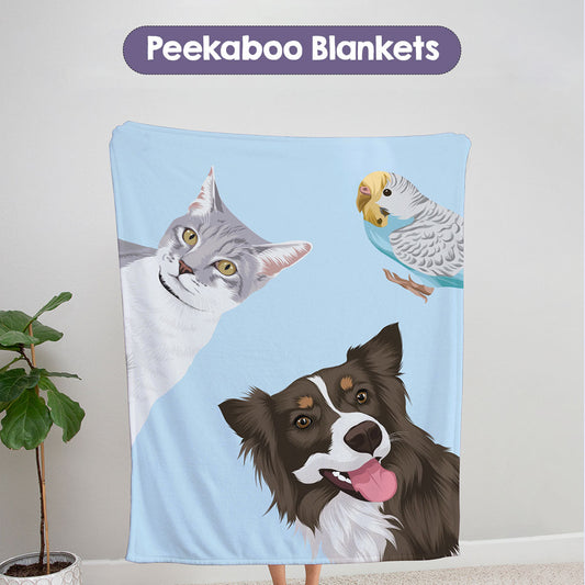 Custom Peekaboo Pet Blanket - Multiple Pets