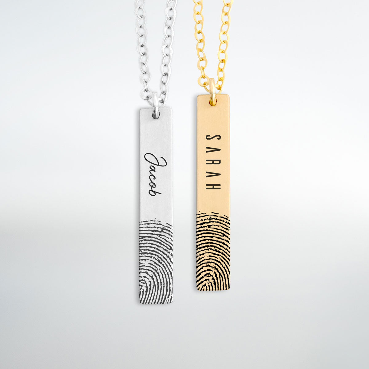 Personalized Fingerprint Bar Necklace