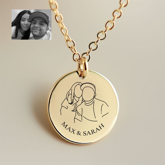 Custom Couples Line Art Necklace