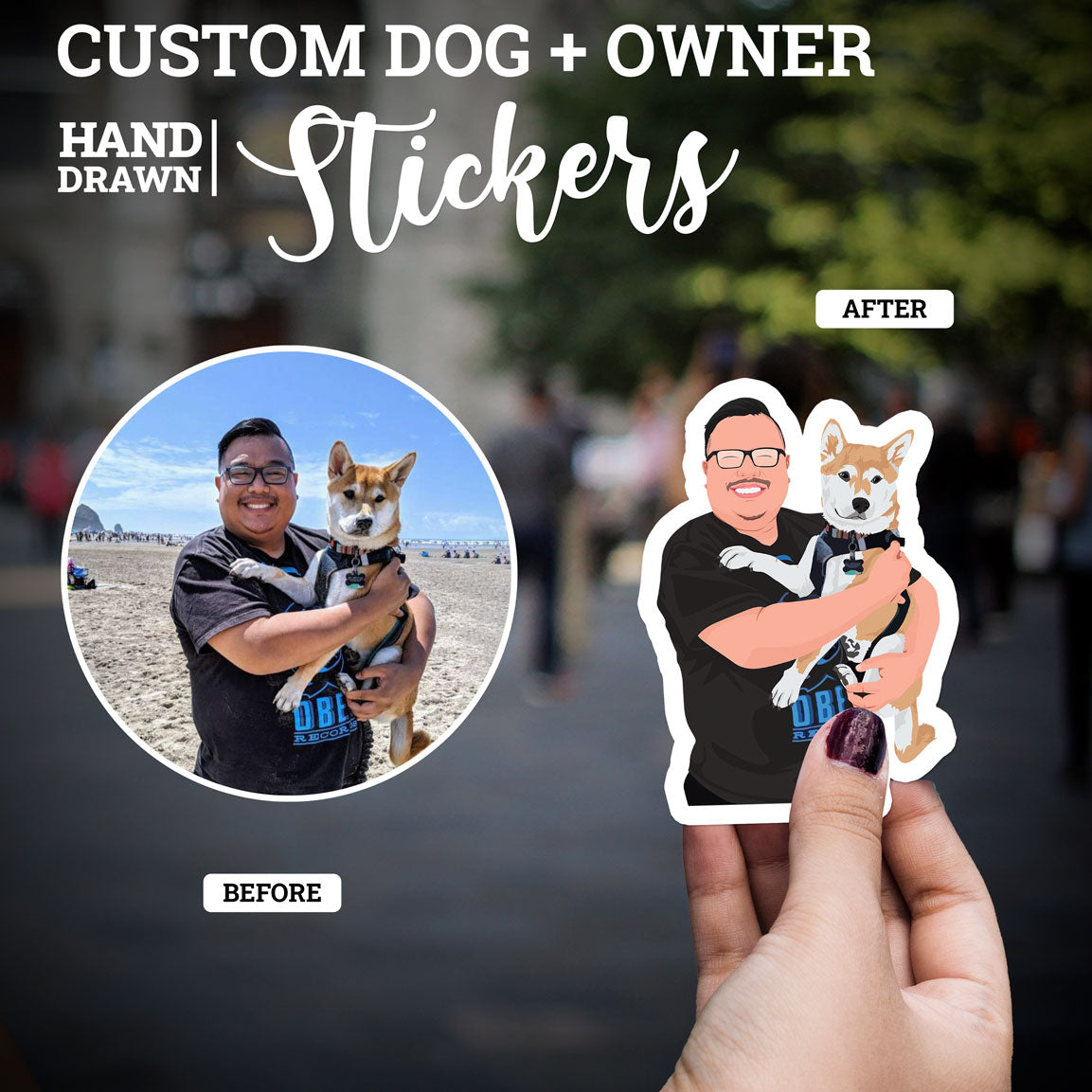 Custom Dog & Owner Stickers