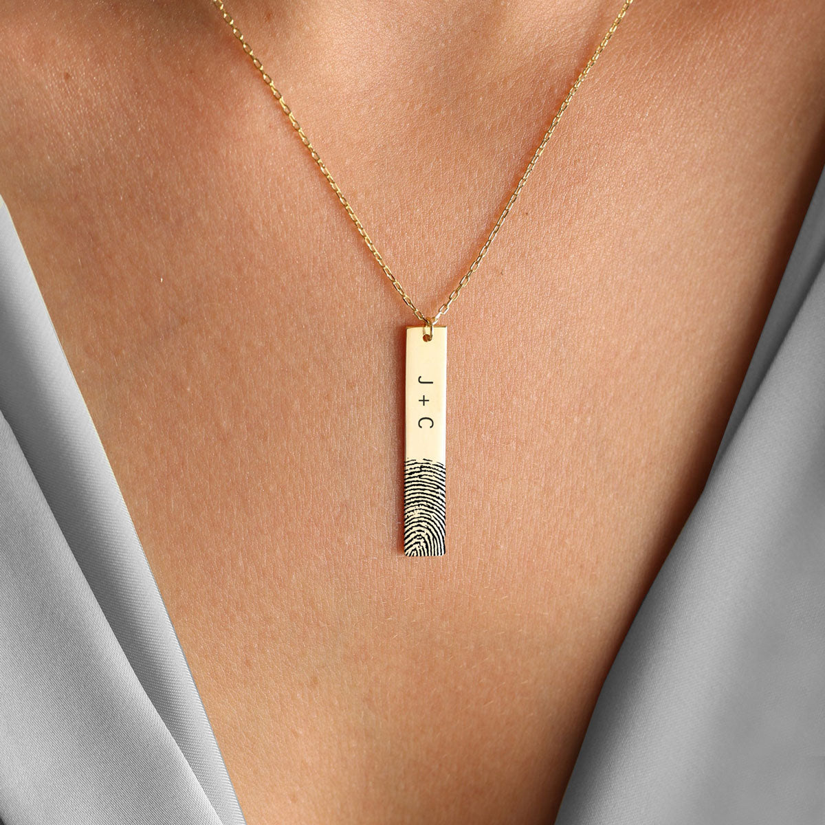 Personalized Fingerprint Bar Necklace