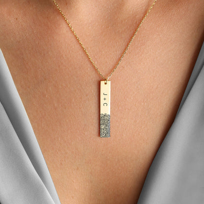 Personalized Fingerprint Bar Necklace