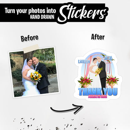 Couples Wedding Thank You Sticker Personalized