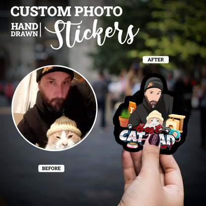 Personalized Best Dad Cat Stickers