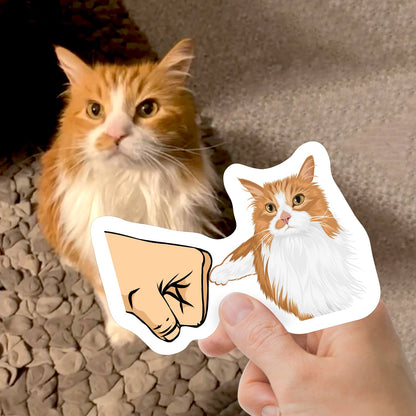 Custom Cat "Fist Bump" Sticker - Cat and owner