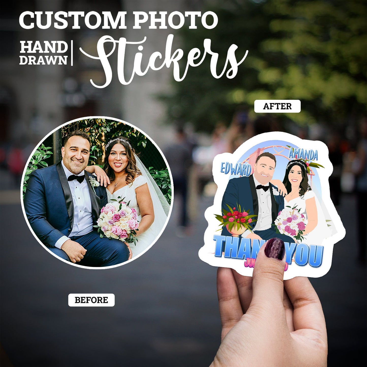 Couples Wedding Thank You Sticker Personalized