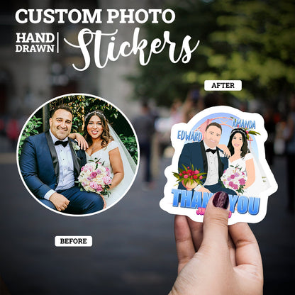 Couples Wedding Thank You Sticker Personalized