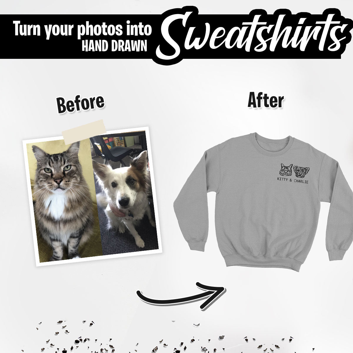 Custom Multiple Pet Sketch Sweatshirt