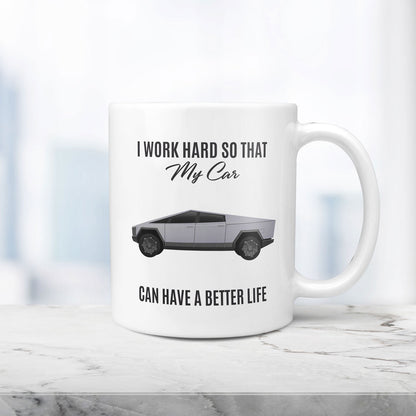 Custom I Work Hard Car Drawing Mug