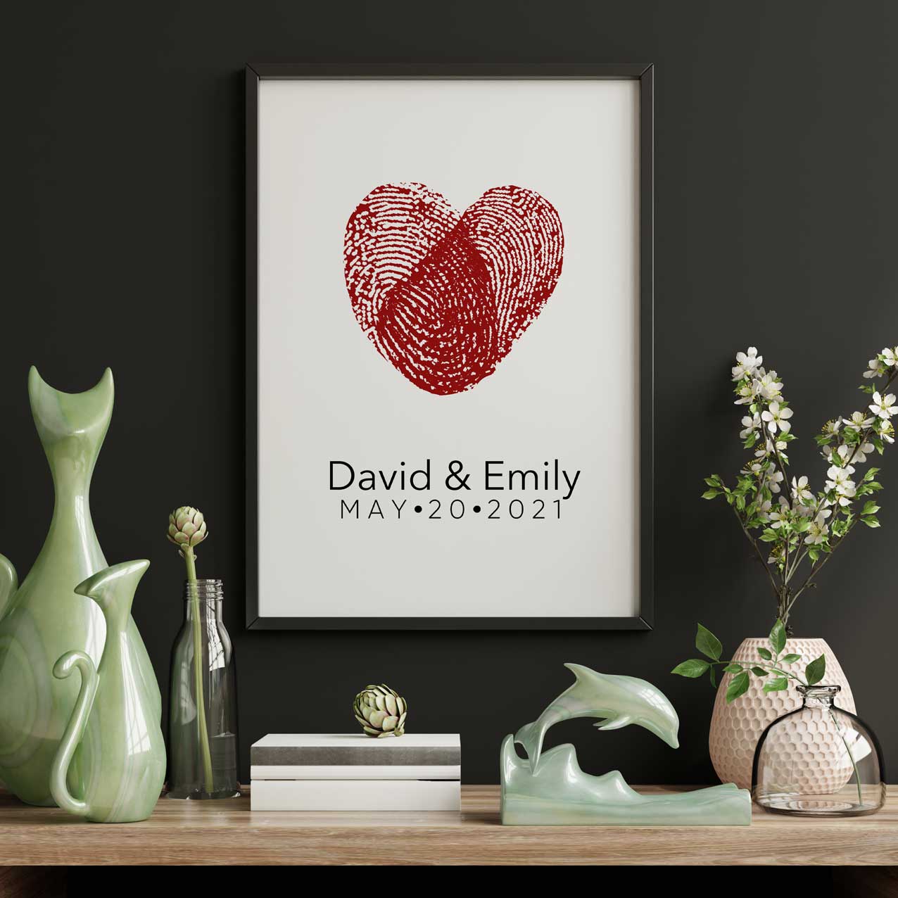 Custom Drawn Couples Fingerprint Portraits