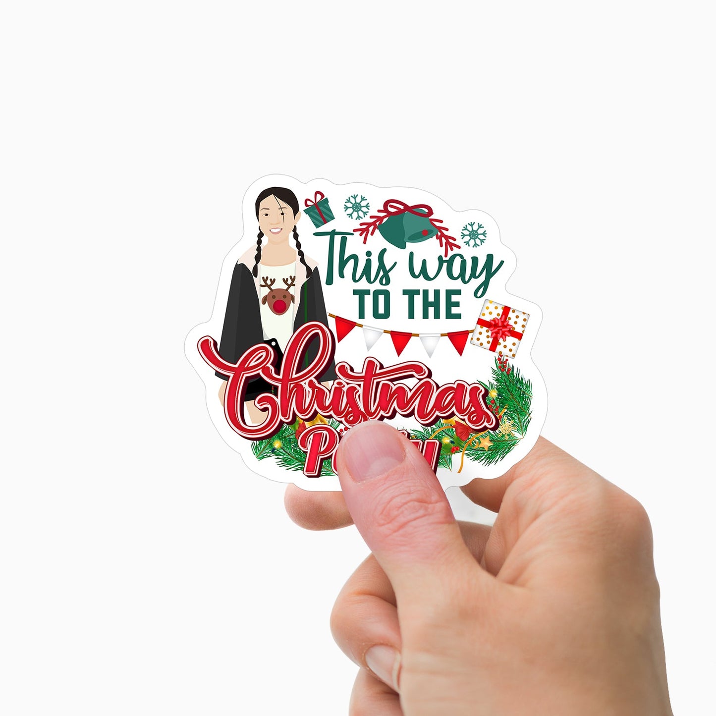 This Way to The Christmas Party Sticker Personalized