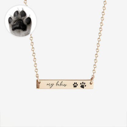 Custom Paw Print Bar Necklace