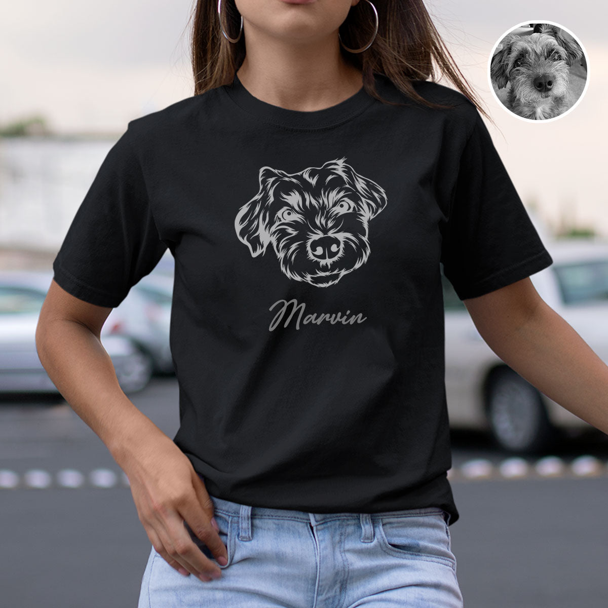 Custom Dog Sketch Female Shirt