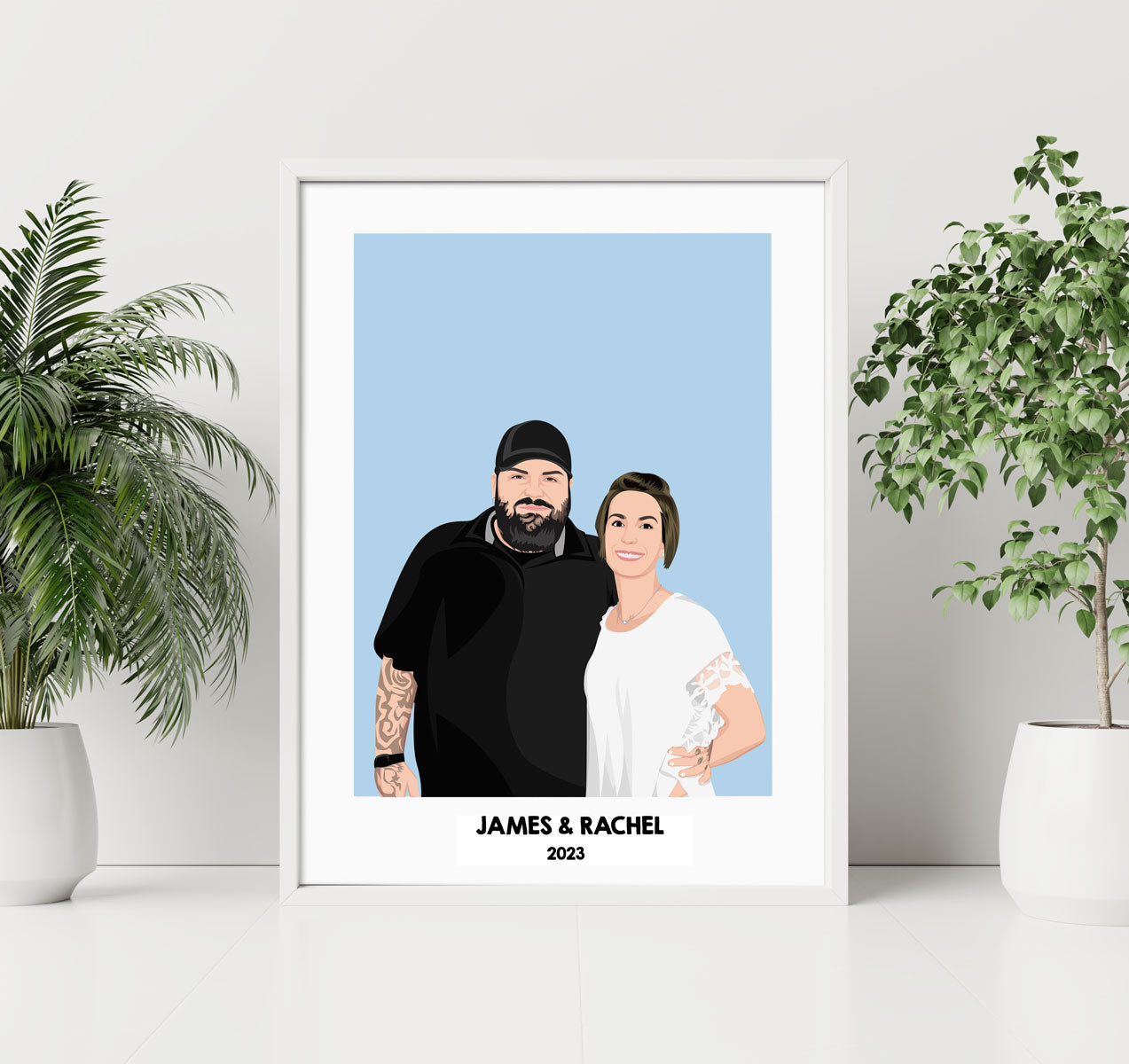 Custom Names & Dates Couples Portrait