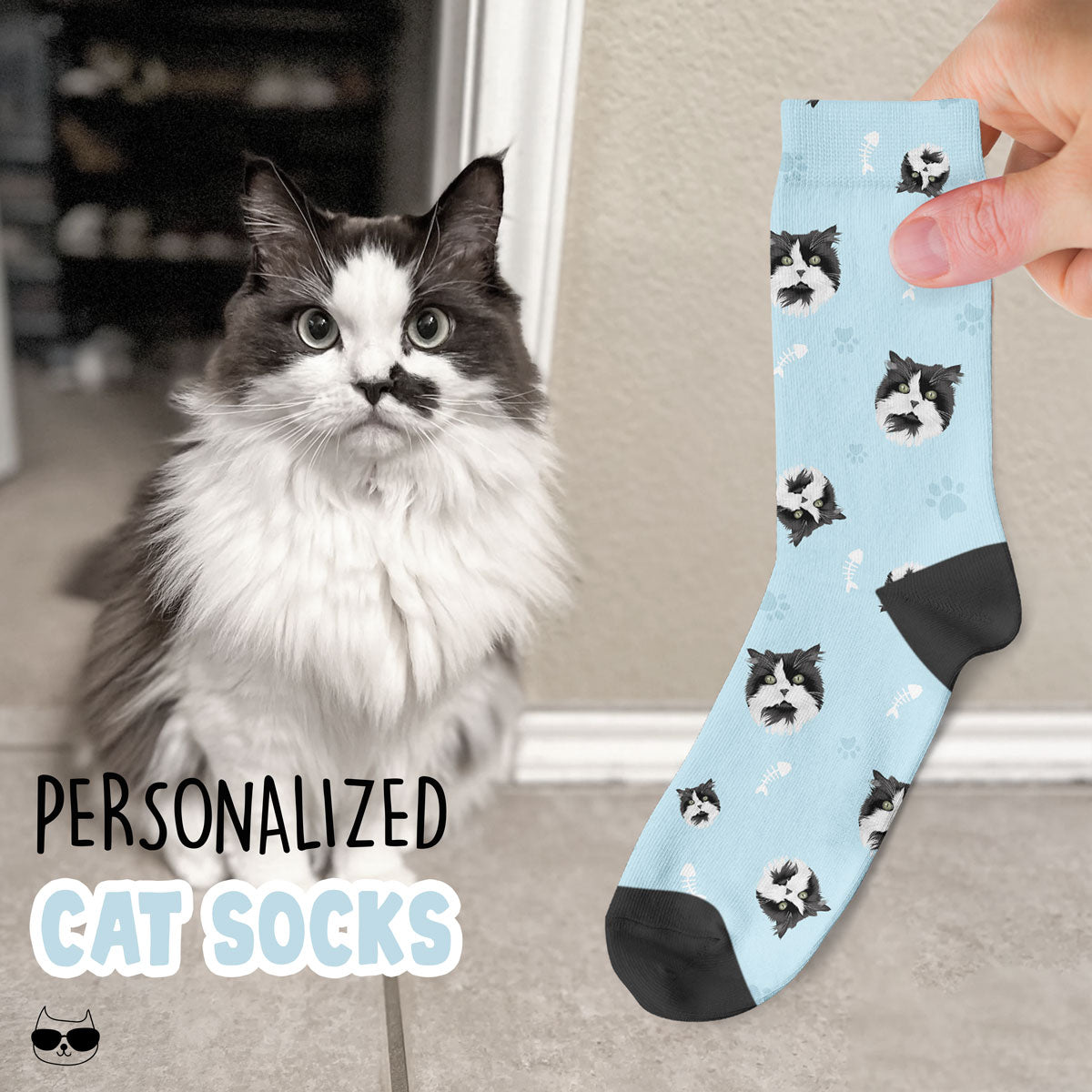 Custom Cat Face Socks