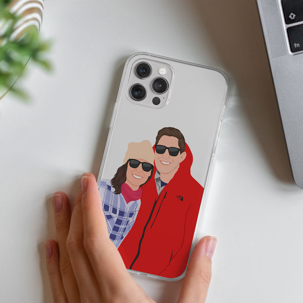 Couples Drawing Clear Phone Case