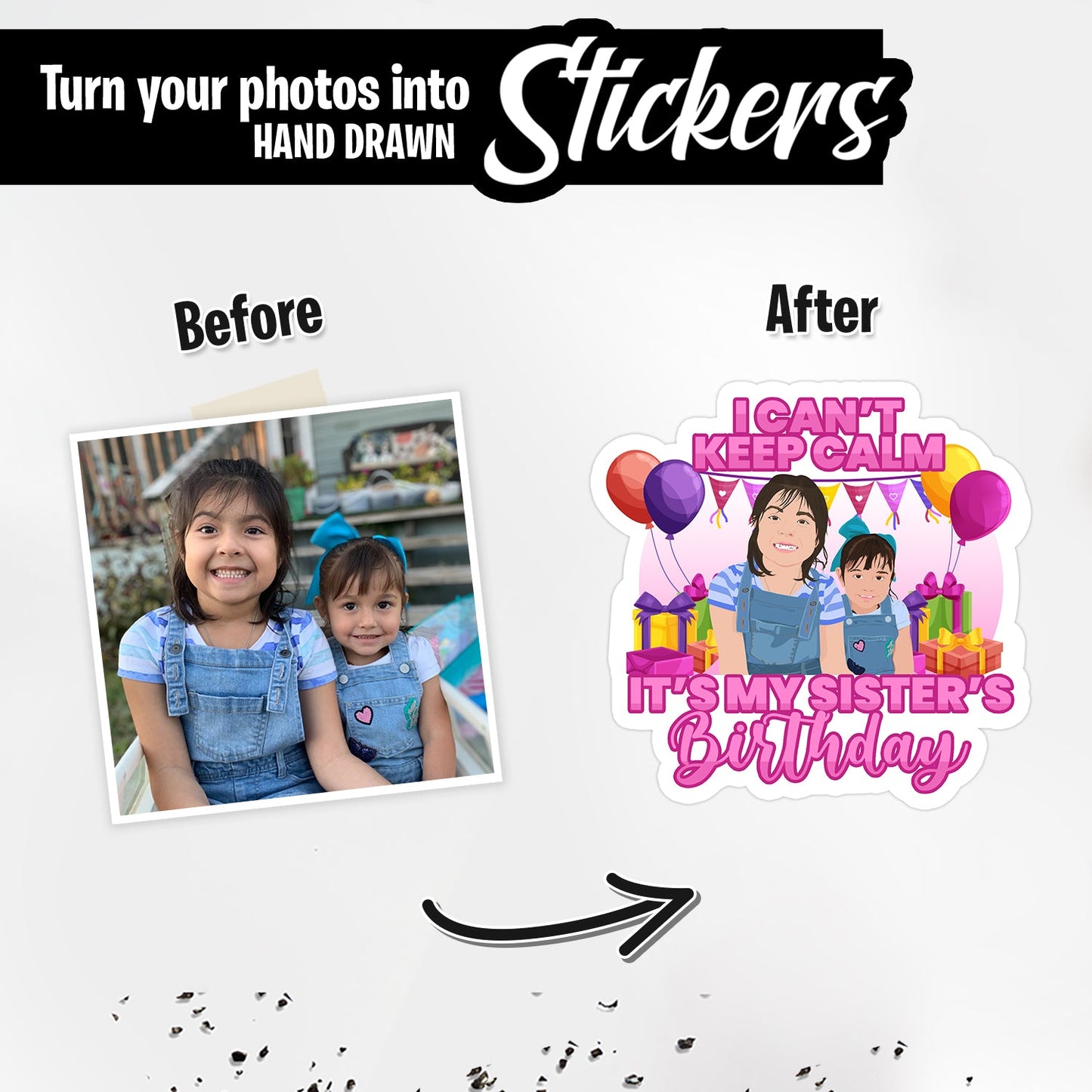 Personalized Sisters Birthday Sticker