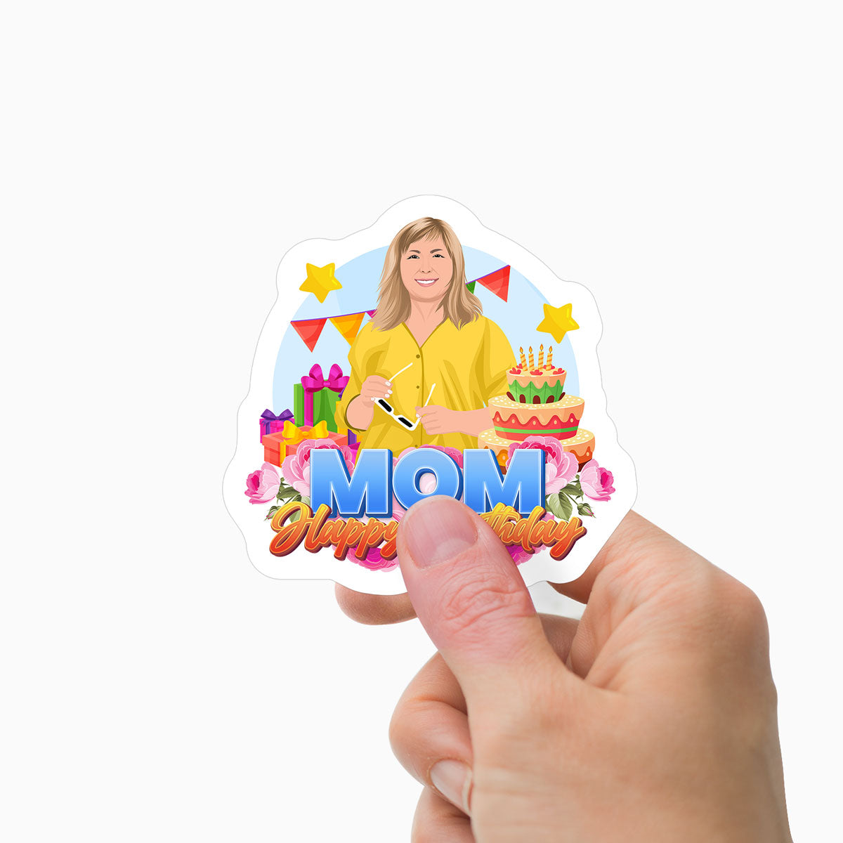 Mom Happy Birthday Sticker Personalized