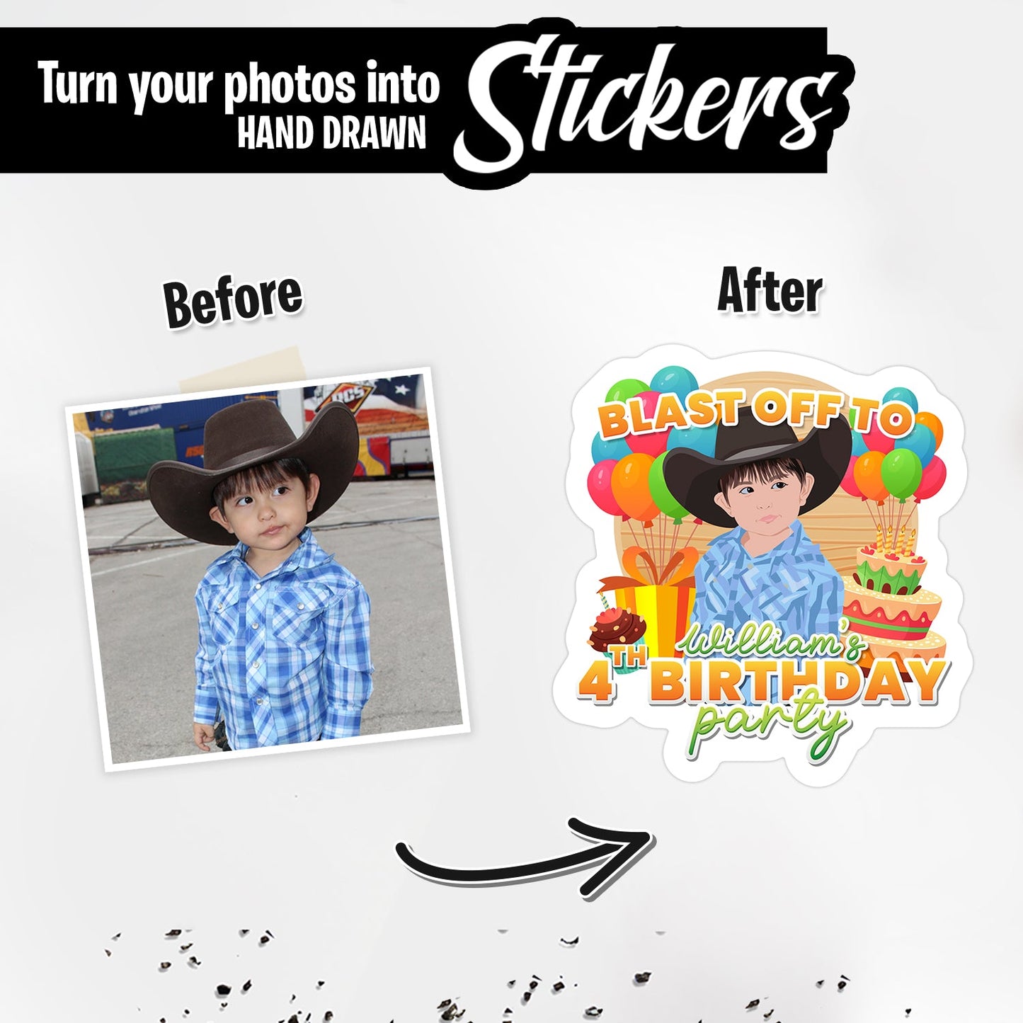 Birthday Party Invitation Sticker Personalized