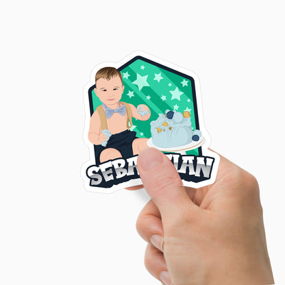 Custom Birthday Stickers - Photo Drawing