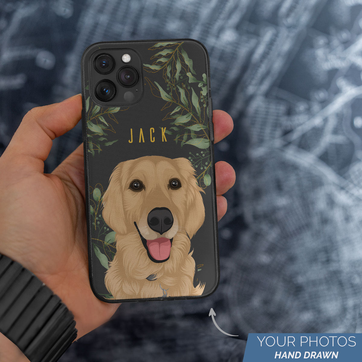 Custom Dog Clear Case - Leaves Pattern